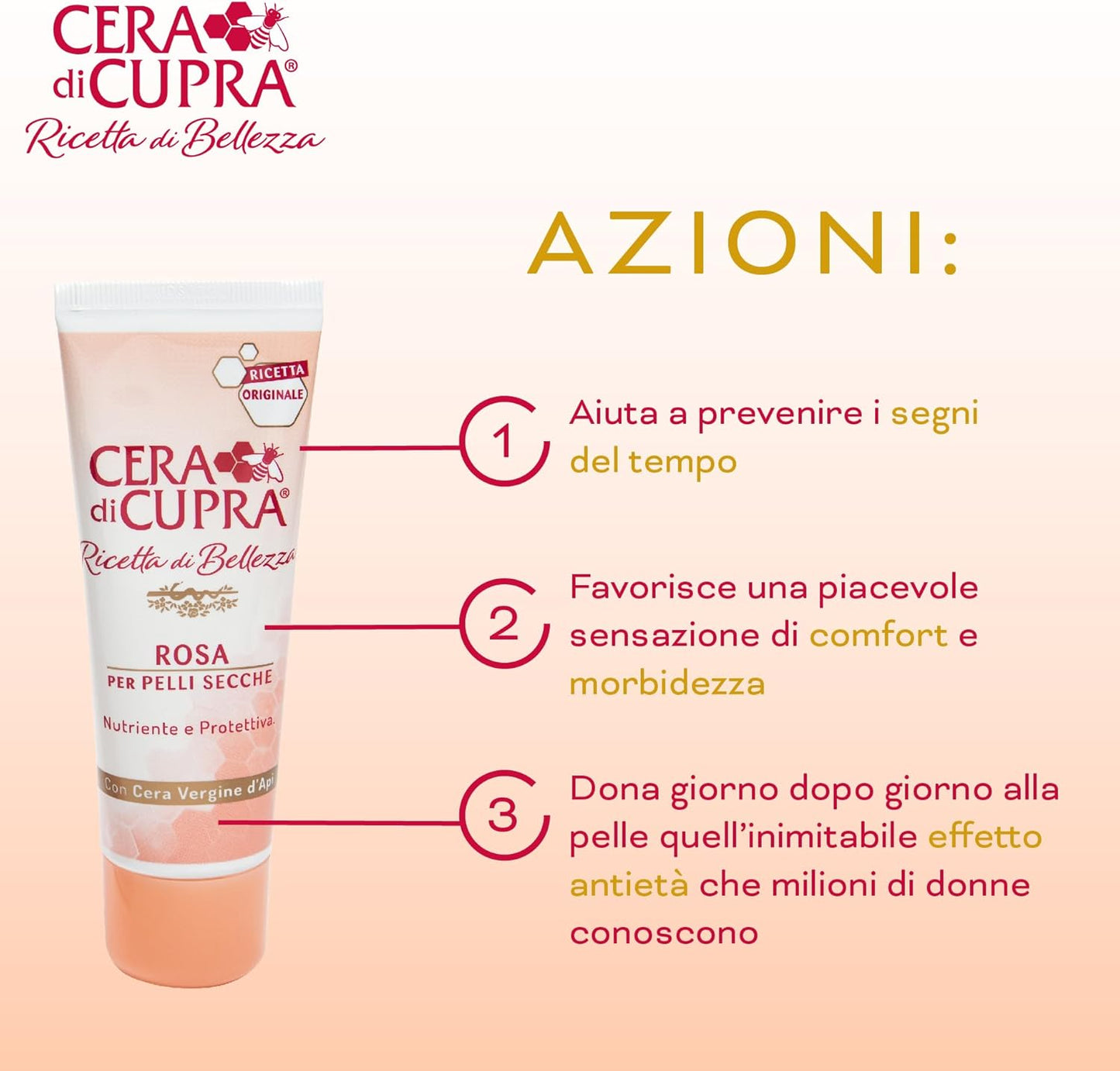 , Crema Rosa Formulazione Tradizionale, Con Cera Vergine D'Api, Ricca Di Componenti Protettivi, Ad Azione Antietà, Made in Italy, Dermatologicamente Testata, Tubetto Da 75 Ml