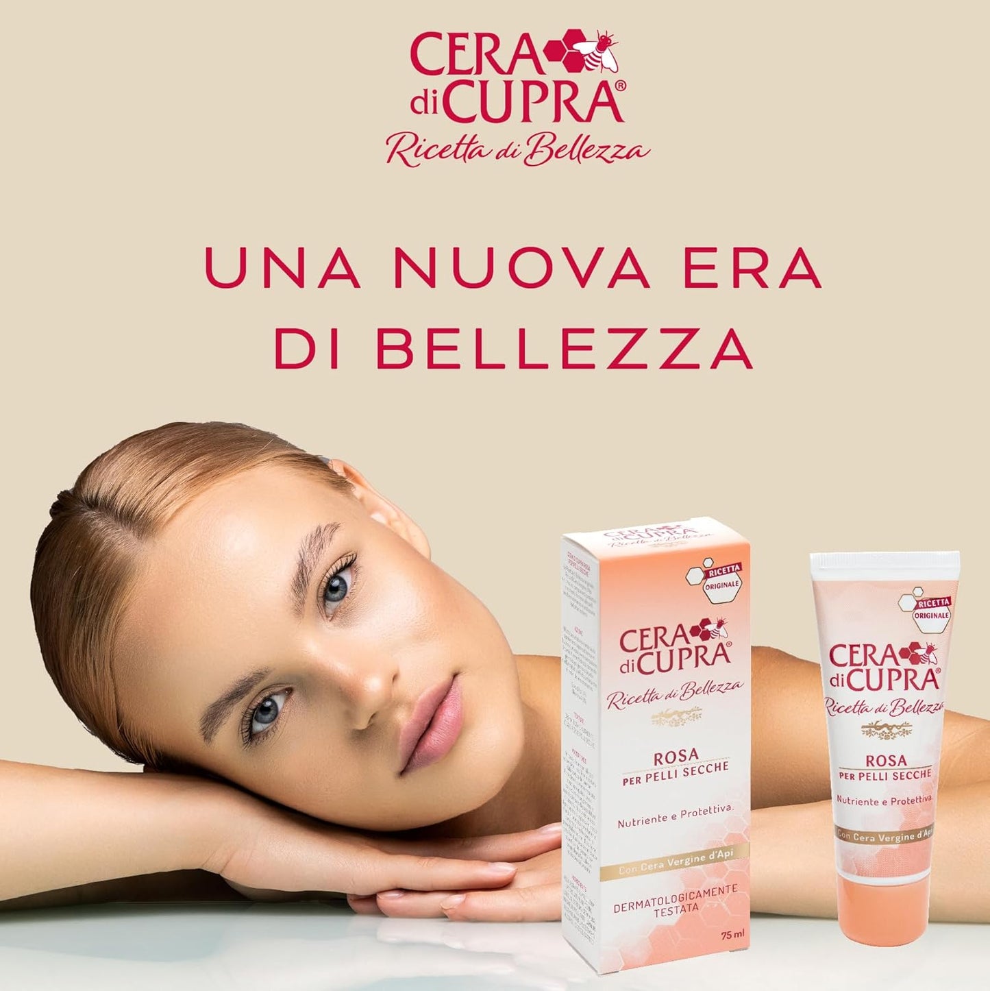 , Crema Rosa Formulazione Tradizionale, Con Cera Vergine D'Api, Ricca Di Componenti Protettivi, Ad Azione Antietà, Made in Italy, Dermatologicamente Testata, Tubetto Da 75 Ml