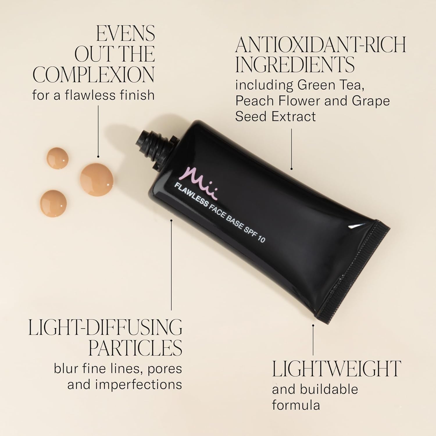 Cosmetics Flawless Face Base, Weightless Liquid Foundation, Medium Coverage, Suitable for All Types of Skin, Perfectly Peachy