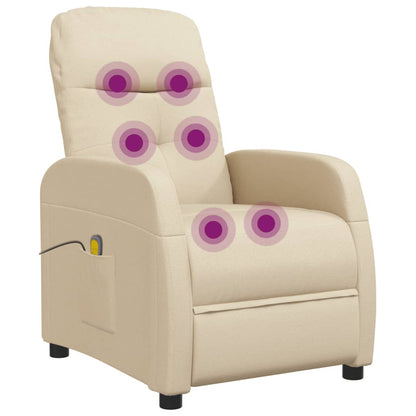 vidaXL Massage Chair Cream Fabric-4