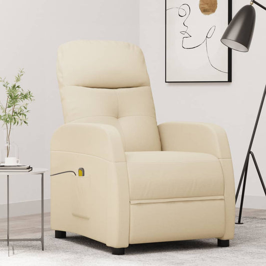 vidaXL Massage Chair Cream Fabric-0