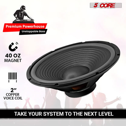 5 Core 15" Subwoofer Speaker 450W MAX PA DJ Replacement Audio Sub Woofer 8Ohm Bass Driver-3