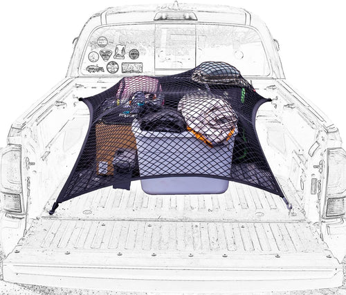 Highly Elastic Cargo Net, Simple Truck Bed Cargo Mesh Organizer, Suitable for Daily Light Loads of Trucks, 4'X4' Stretches to 7'X7' (Single Layer)
