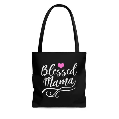 Large Tote Bags - Blessed Mama Graphic Style Shoulder Bag