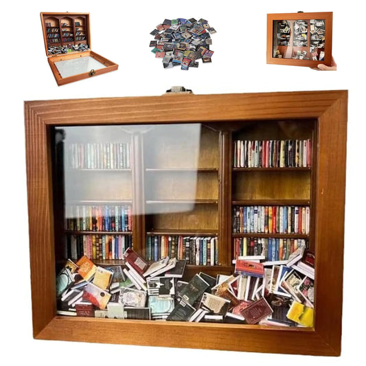 Anxiety Bookshelf - Shake Off Your AnxietyMiniature Display ShelfContains 240 Miniature Book ModelsAntique Style Gift Decoration Mini Bookshelf (Brown)