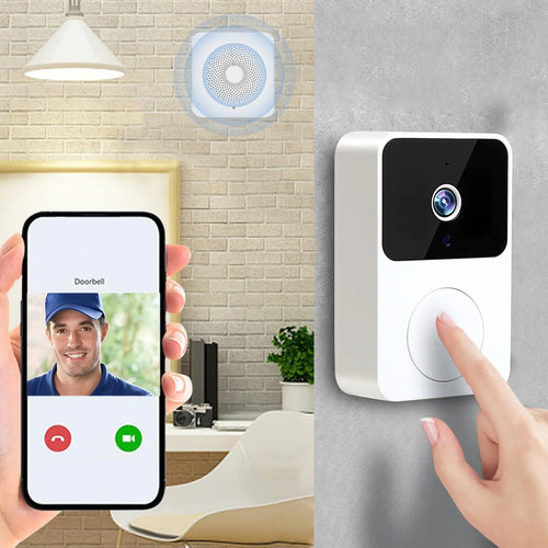 Smart Doorbell Camera Wireless Doorbell Wireless Ring Video Doorbell with 65° Viewing Angle Two Way Audio Hd Live View Night Vision 2.4g WiFi Only Indoor Outdoor Surveillance