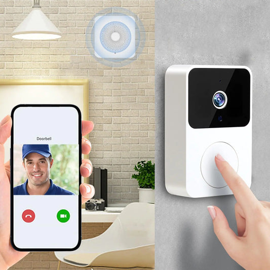 Smart Doorbell Camera Wireless Doorbell Wireless Ring Video Doorbell with 65° Viewing Angle Two Way Audio Hd Live View Night Vision 2.4g WiFi Only Indoor Outdoor Surveillance